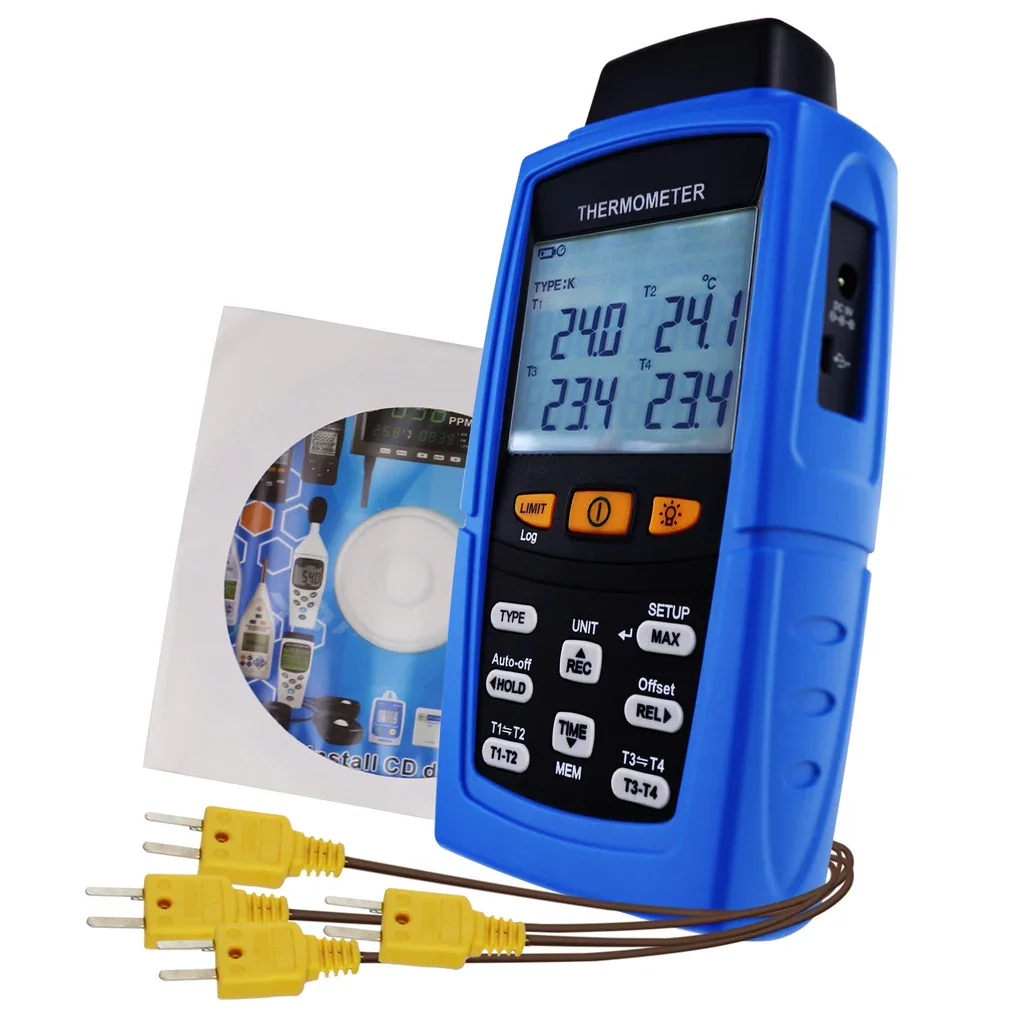 Top Quality Digital 4 Channel Thermocouple K /J/ T / E/ R / S/ N Thermometer Datalogger 16,800 Data Logging (OEM)
