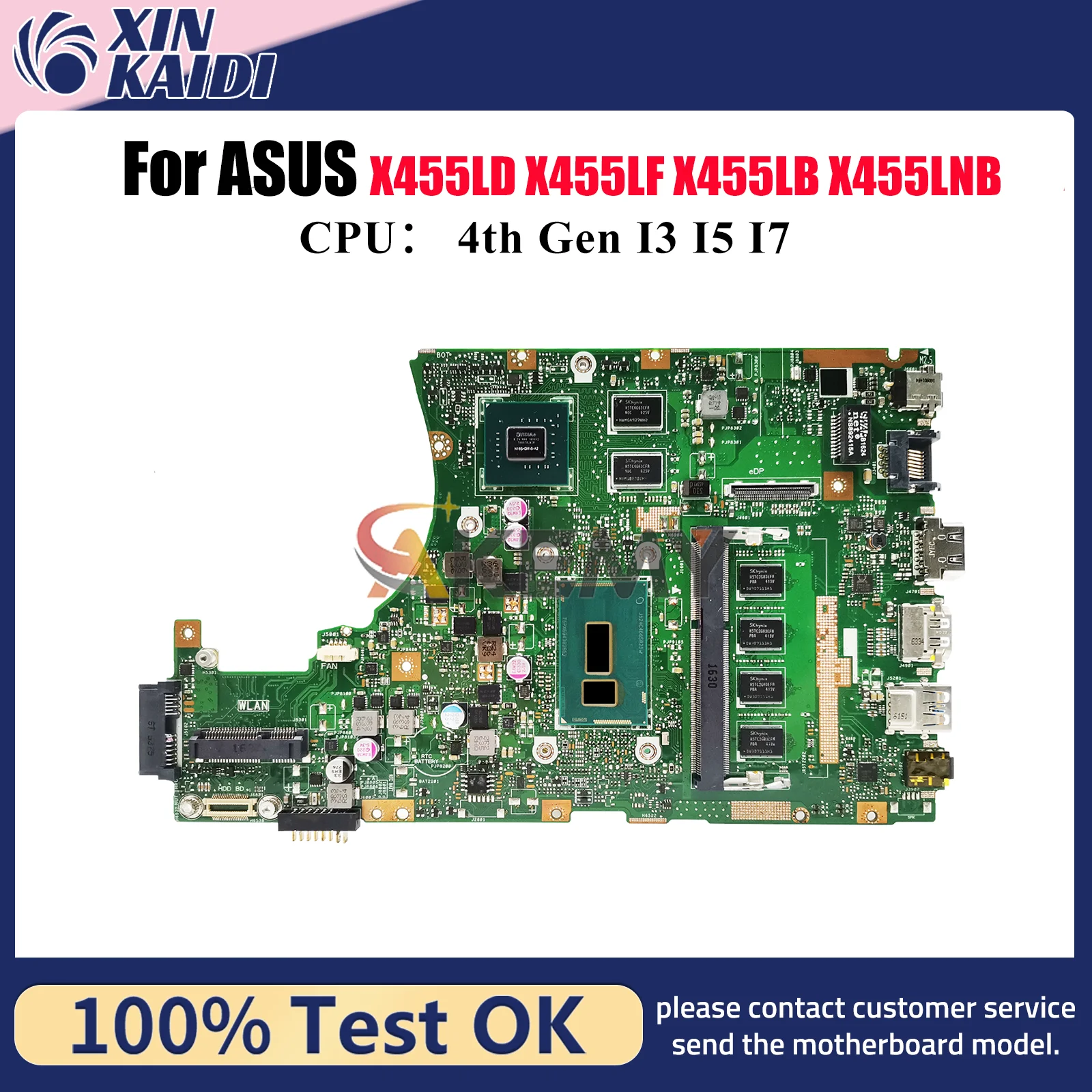 

X455LD Материнская плата для ноутбука ASUS X455LNB K455L X455LJ X455LD A455L X455LB W419L X455L W491L X455LF Материнская плата с процессором I3 I5 I7