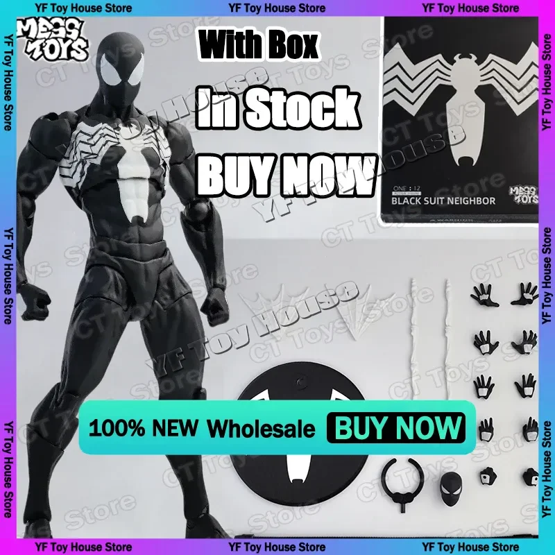 

In Stock Mess Toys Spider Figure Black Suit Neighbor Symbiote Scarlet Spider Kaine Parker Black Red Spider Action Figure Toys