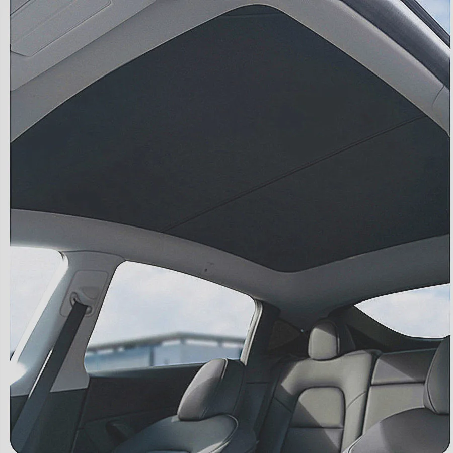 Black Top Skylight Roof Sunshade Shade Sunroof Glass Upgrade Mesh Net Cover For Tesla Model S 2015-2026