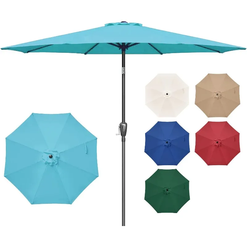 

9' Patio Umbrella Outdoor Table Market Yard Umbrella with Push Button Tilt/Crank