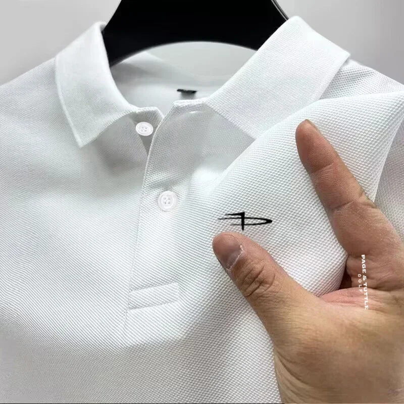Men's monochrome casual cotton ball sweater slim fit short sleeved new product 2024 business casual new polo shirt popular fashi