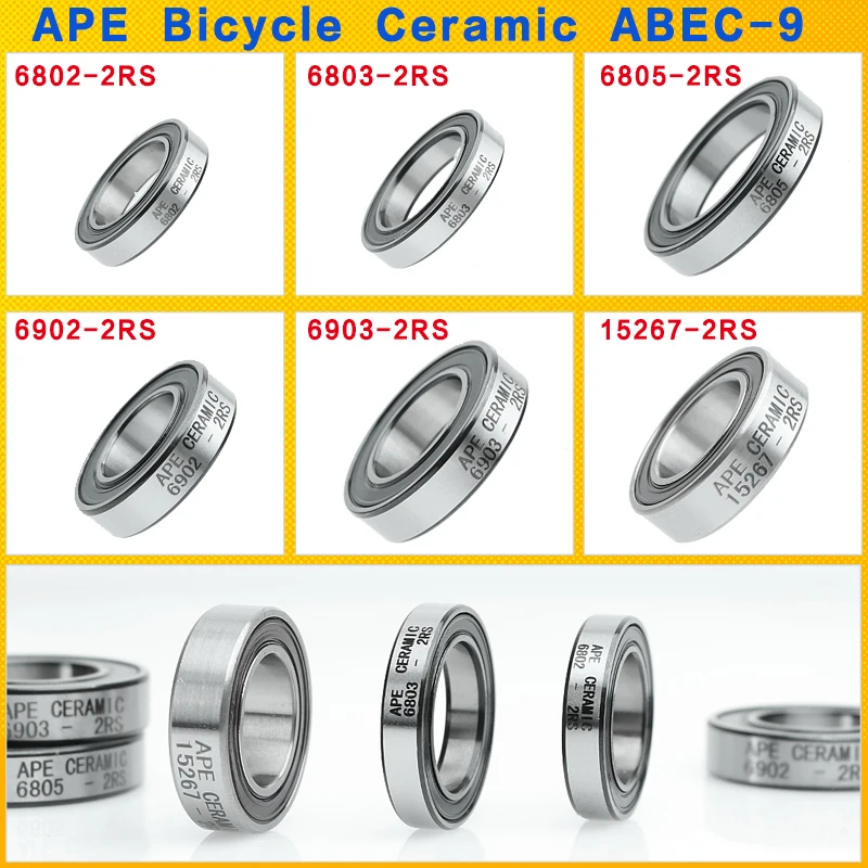 2pcs 6802 bicycle hybrid ceramic bearing ABEC-9 6902 6803 6805 6806 6000 6001 6903 15267 17287 18307 -2RS mountain bike bearings