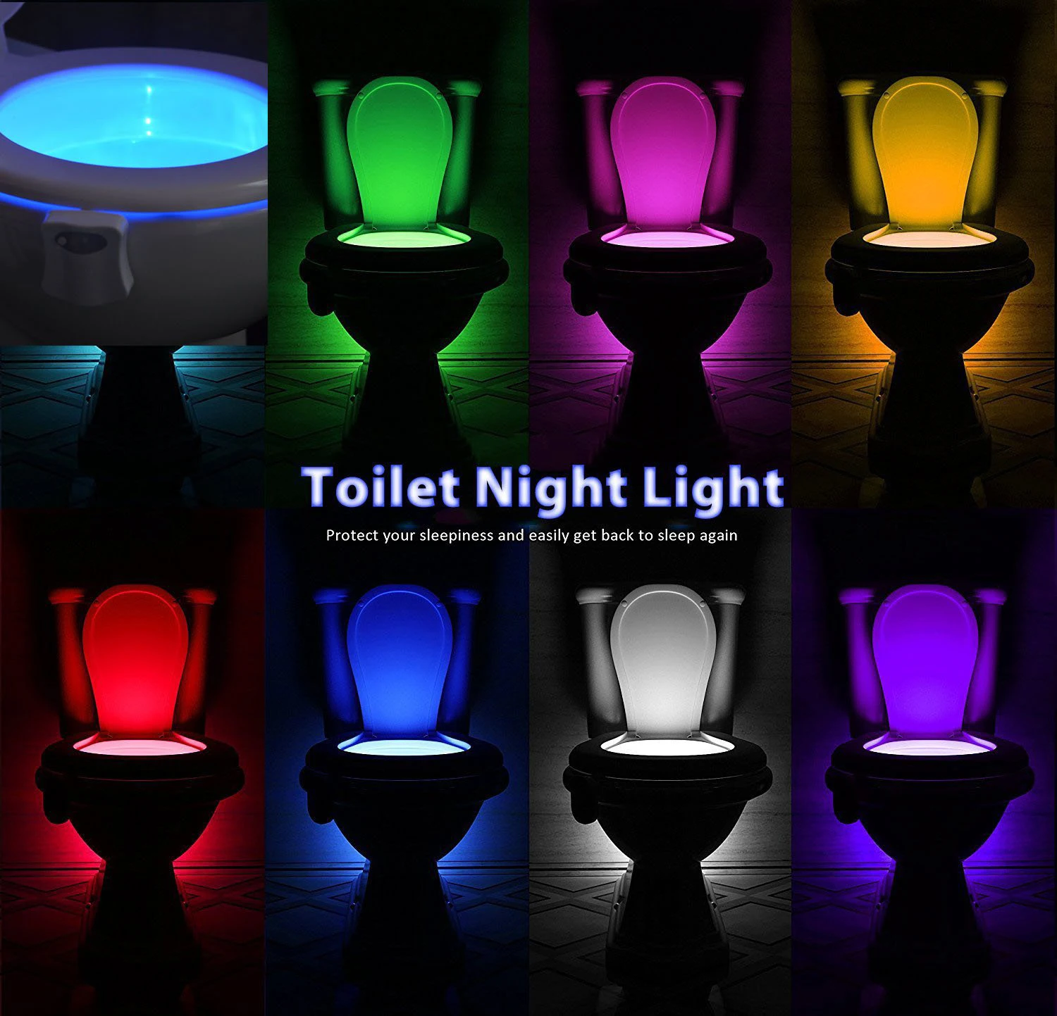 Body Sensing Automatic LED Motion Sensor Night Lamp, WC Bowl, Banheiro Light, Backlight impermeável para WC