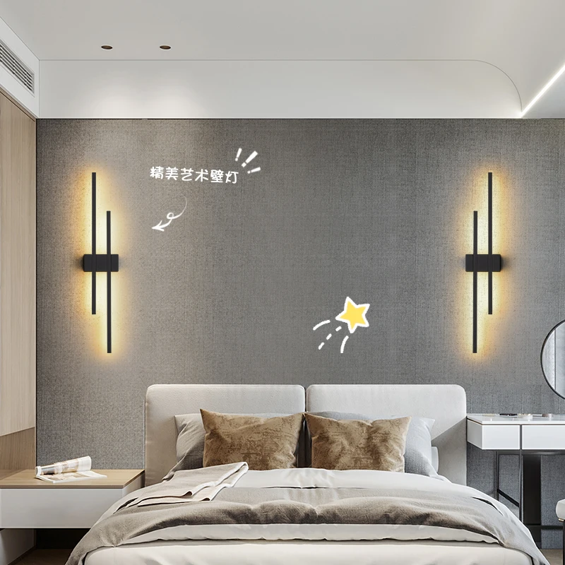 الحديثة الشمال وحدة إضاءة LED جداريّة مصابيح لغرفة المعيشة غرفة نوم السرير الجدار ضوء الحد الأدنى شريط طويل الشمعدان الدرج سنتيديليكوني #3