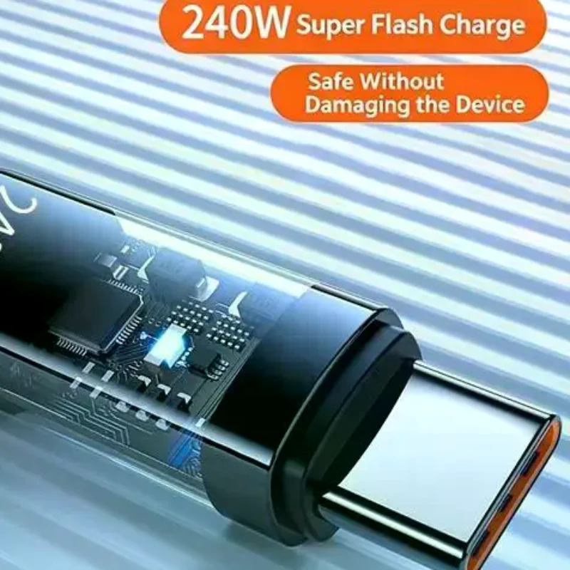 240W USB Cable Fast Charging For Smartphone 1 Meter /2 Meters Type-C Data Cable