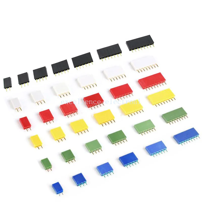 10PCS 2.54mm Single Row Female Pin Header Connector 2/3/4/6/8/10/16/40p Strip Pinheader PCB Board Colourful Socket For Arduino