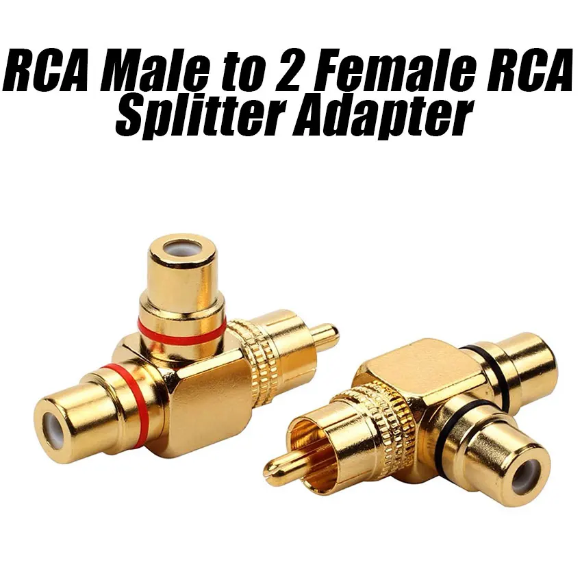 

Gold Plated RCA Male to 2 Female RCA Splitter Adapter AV Video Audio T Plug RCA 3 way Plug R Connector