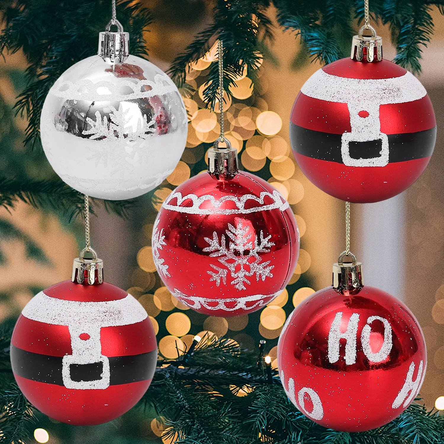 الجملة معكوسة الأحمر ندفة الثلج كرات عيد الميلاد بالكهرباء اللون اللوحة شنقا الكرة لشجرة عيد الميلاد المعلقات الحلي ديكور