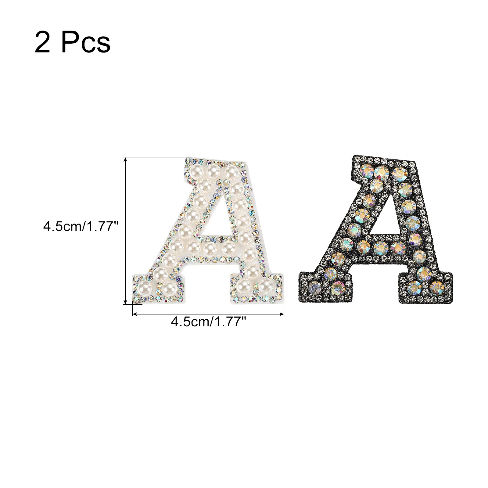 2pcs Iron on Patch Decorative Glitter Pearl Applique Rhinestone English Letter for Clothes Applique DIY Handmade Bag Hat Jeans
