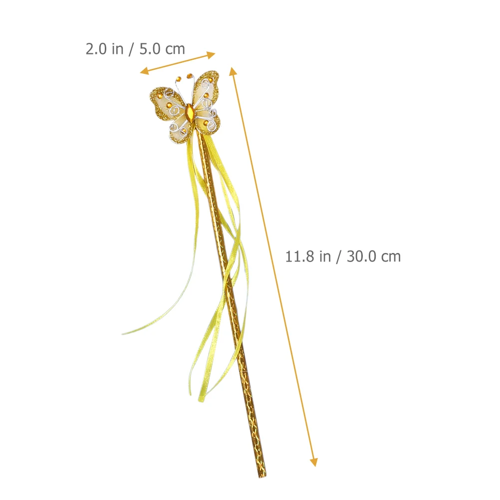 

4pcs Flash Purple Gold PVC Kids Toy Party Prop Decorative Fairy Cosplay Supply Butterfly Shaped Stick Girls