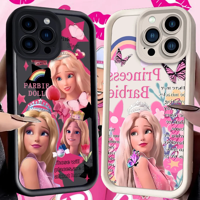 B-Barbies Dolls Case for iPhone 16 15 14 13 12 11 Pro Max XS X XR 8 7 6S 6 Plus SE 2020 Liquid Silicone Shockproof Back Cover