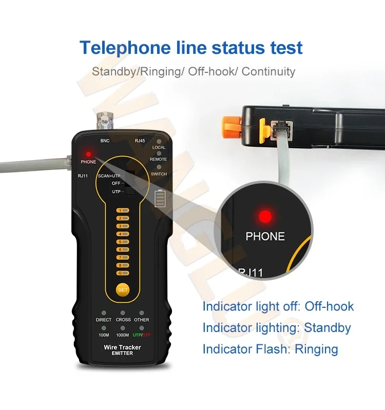 Rastreador de cabo ct66, testador e localizador de linhas elétricas rj45 rj11, com fio de telefone, rede lan