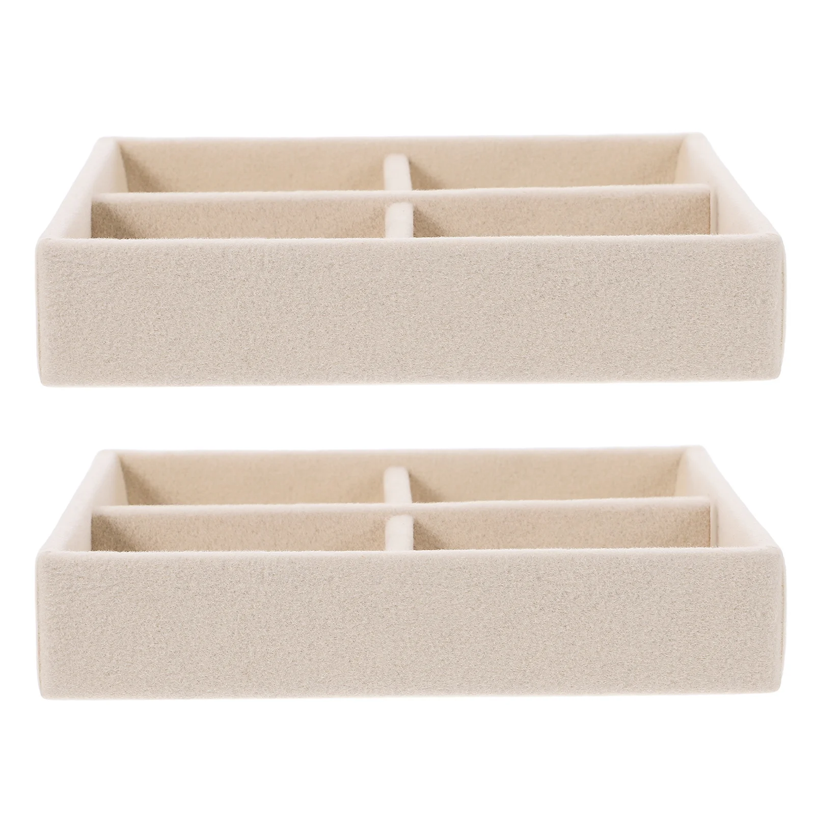 

2pcs Small Jewelry Tray Set Stackable Jewelry Organizer Trays With Multiple Compartments For Rings Earrings Necklaces Storage