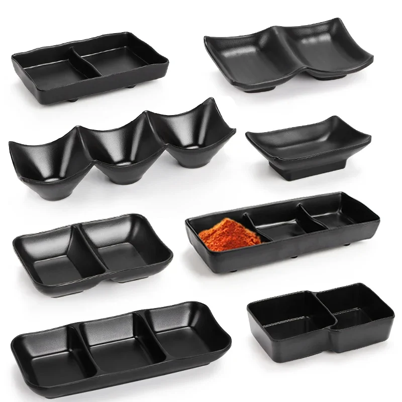 10PCS Not Easily Broken Plastic Soy Sauce Dish  Sauce Dispenser Japanese Melamine Dipping Saucer Black Vinegar Saucer Tableware