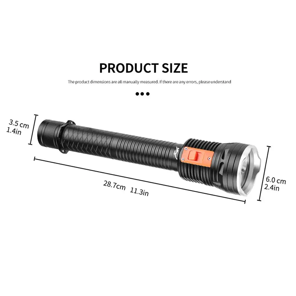 Linterna LED profesional de buceo, Luz fuerte, alto brillo, impermeable, doble propósito, 3 x XHP70, nuevo producto