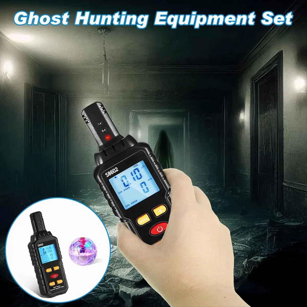 MALL Ghost Equipment Kit, Emf Meter with 2 Motion Light Up CatBalls, Emf Meter Detector Ghost Equipment