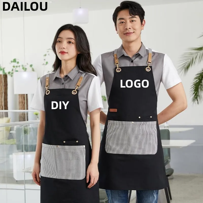 Apron Custom Logo For Men And Women For Kitchen Baking Cleaning Hygiene Barbershop Beauty Salon Manicure Restaurant Cooking