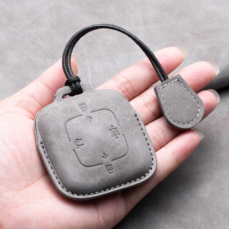 Leather Car Key Case Cover for Zeekr 001 for ZEEKR X 2023 2024 Car Remote Key Fob Shell Holder Keychain Accessories