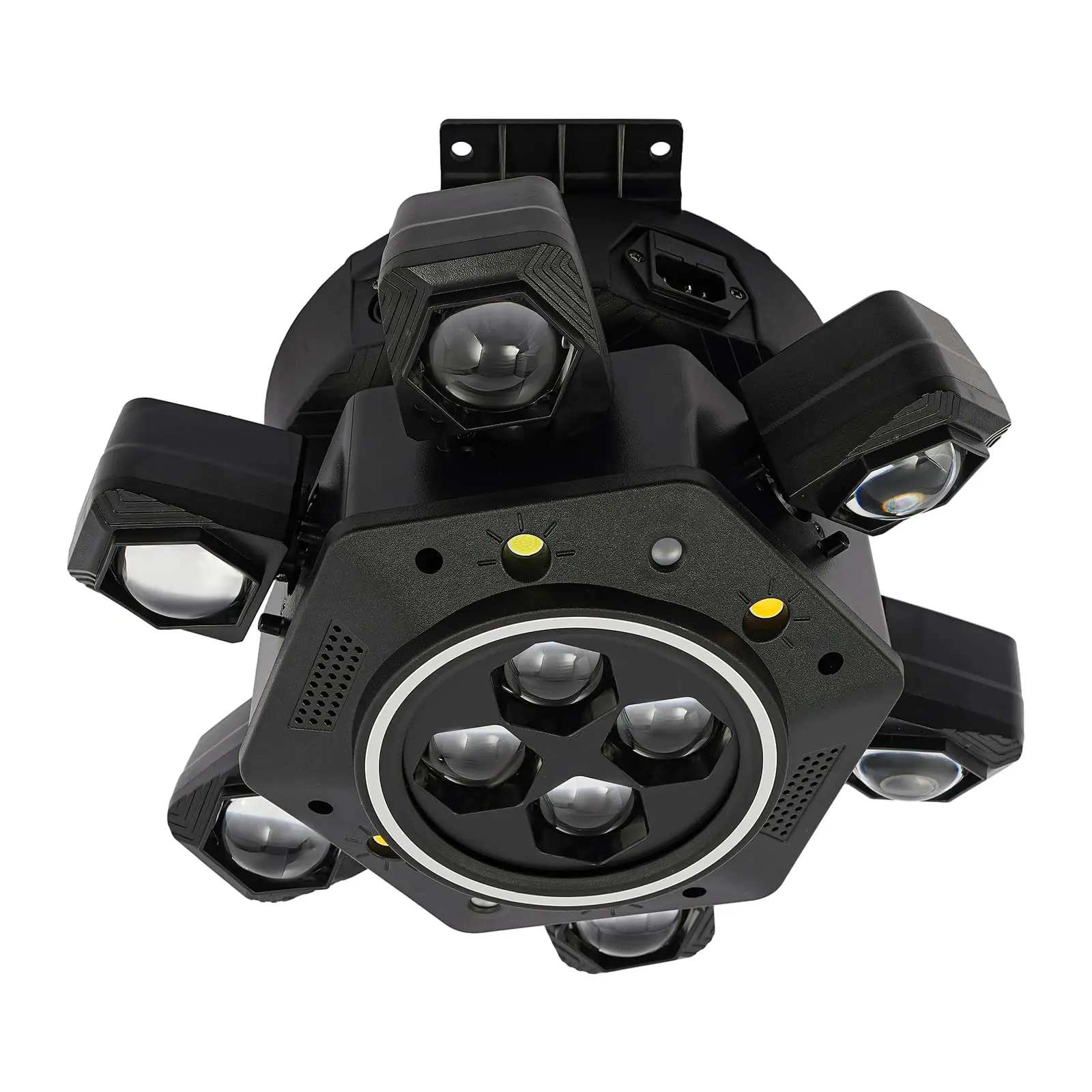 

6-Arm Bee Eye RGBW Laser Stage Lights with Built-in Light Strip & Wireless Remote Control, 25 DMX Channels DJ Party Lighting