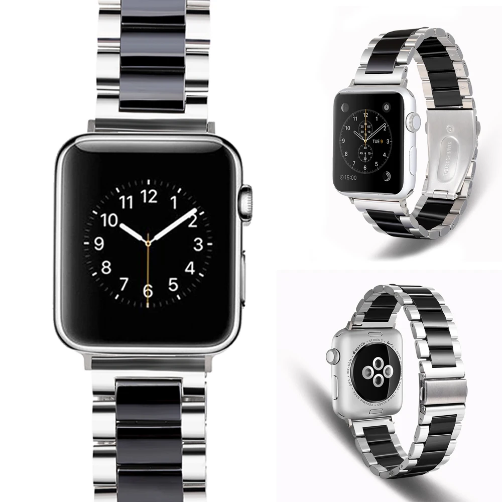 Metal ceramic strap For Apple watch 6 5 4 3 SE 44mm 42mm 40mm Luxury bracelet Wristband For iwatch Ultra 49mm 8 7 45mm 41mm Band