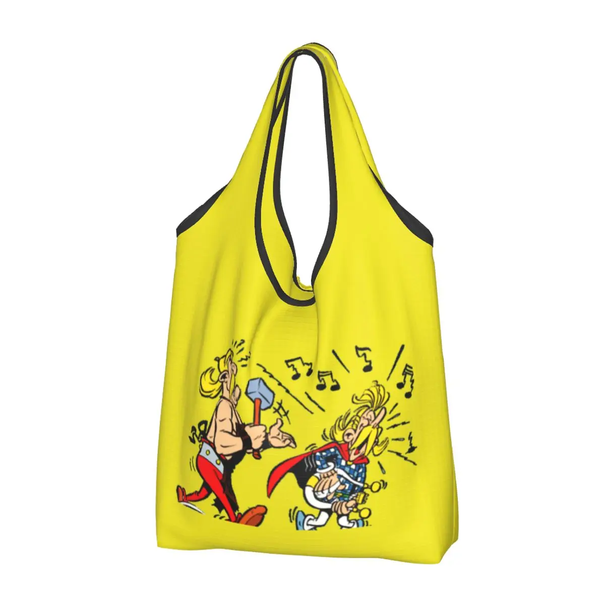 Reusable Asterix And Obelix Music Shopping Bag Women Tote Bag Portable Funny Manga Grocery Shopper Bags