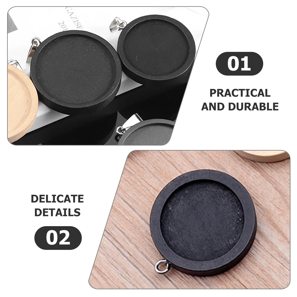 

10 Pcs Wooden Bottom Bracket Pendant Tray Jewelry Making Findings Bezels Blank Trays
