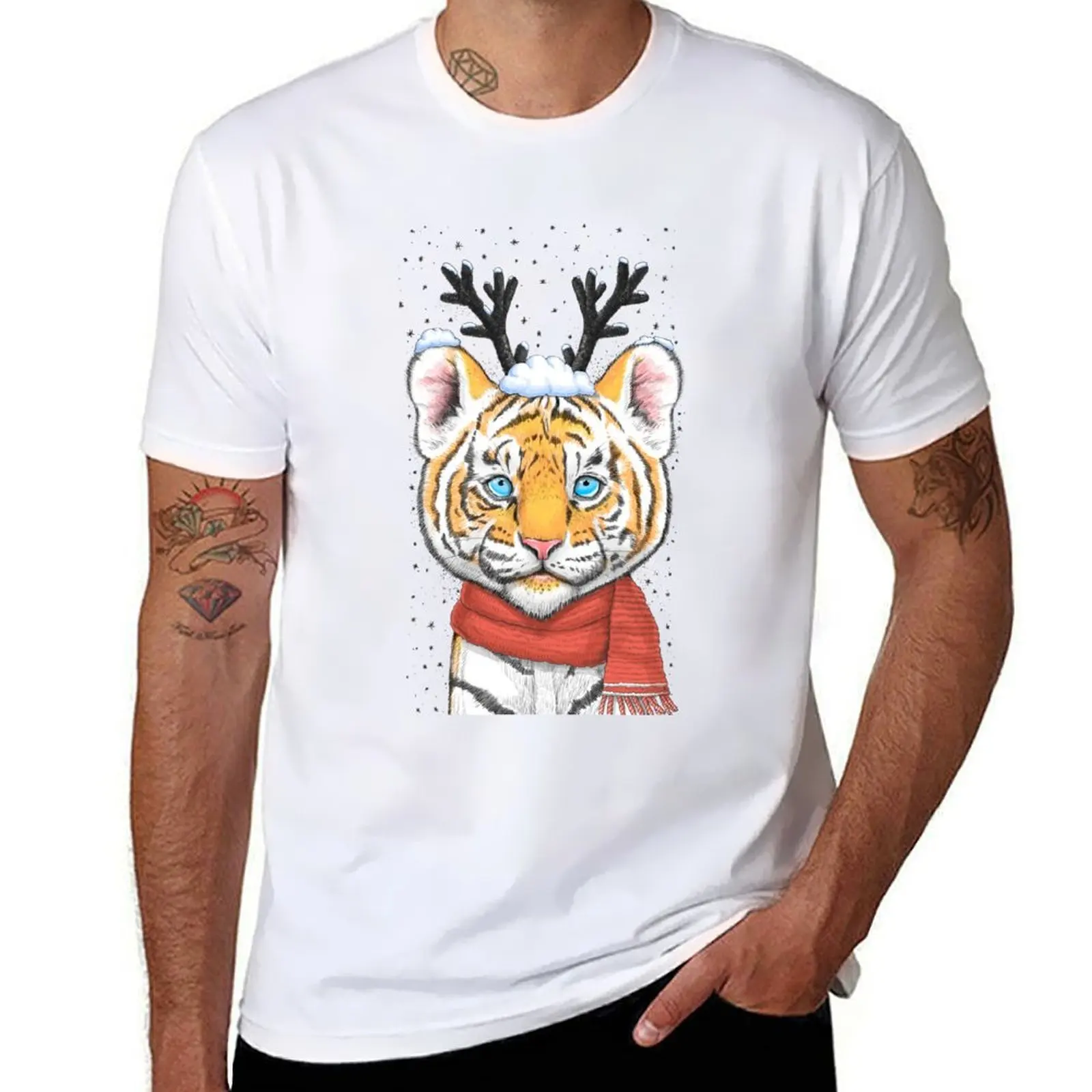 

Christmas tiger T-Shirt t shirts for man slim fit man t shirts for men casual T-Shirt