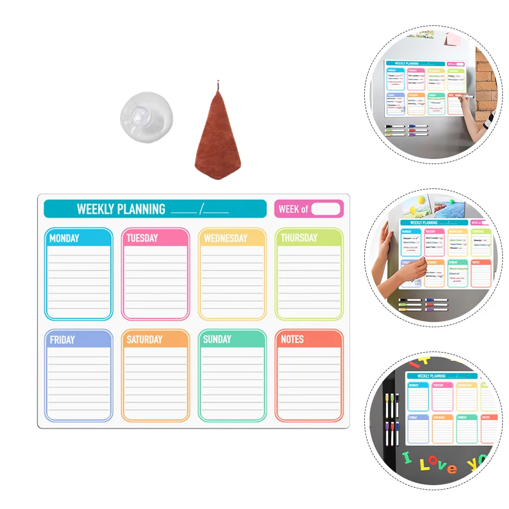 

1Set Magnetic Dry Erase Calendar Weekly Planner Board for Refrigerator Reusable Note Pad Ideal Gift for Family Friends Students