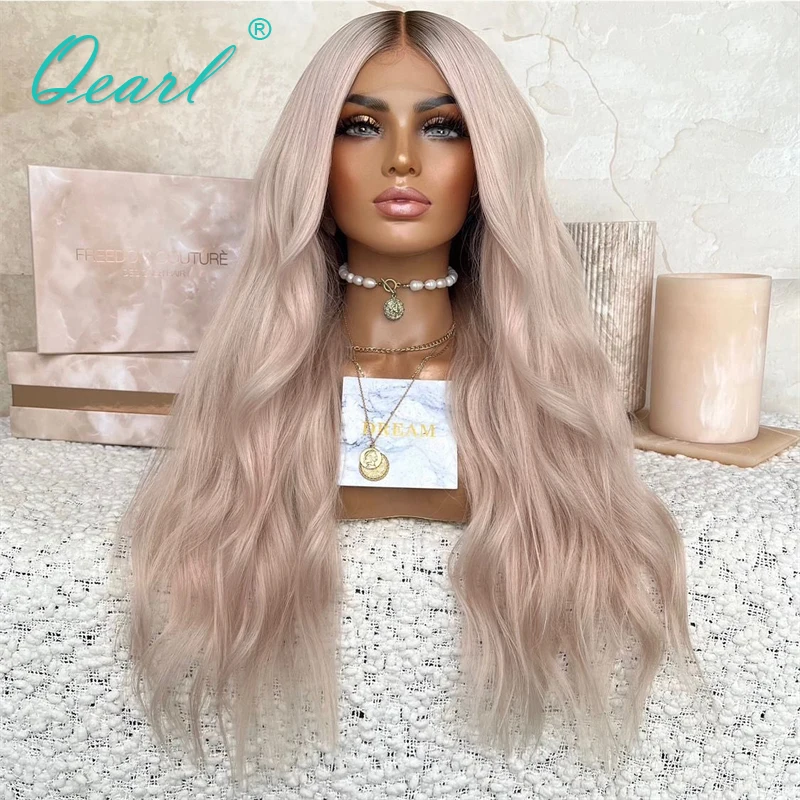 

Natural Wavy Women Real HD Human Hair Full Lace Wigs Icy Platinum Blonde 13x6 Lace Frontal Wig Ombre Virgin Wavy Top Sale Qearl