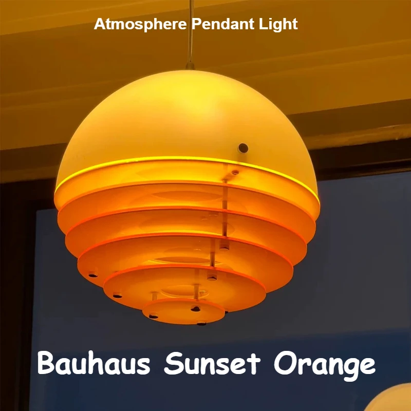 Vintage Sunset pendant lamp Orange globe lamp Glass Acrylic Pendant Light Bedside Restaurant Bar Balcony Chandelier Decor Design