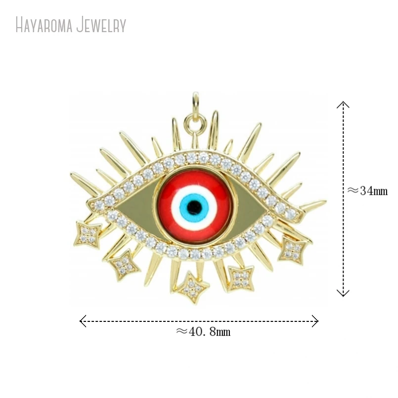 

5Pcs Jewelry Gold Color Religious Evil Turkish Eye Star Invisible Setting Wholesale Metal Cubic Zirconia Copper Pendant