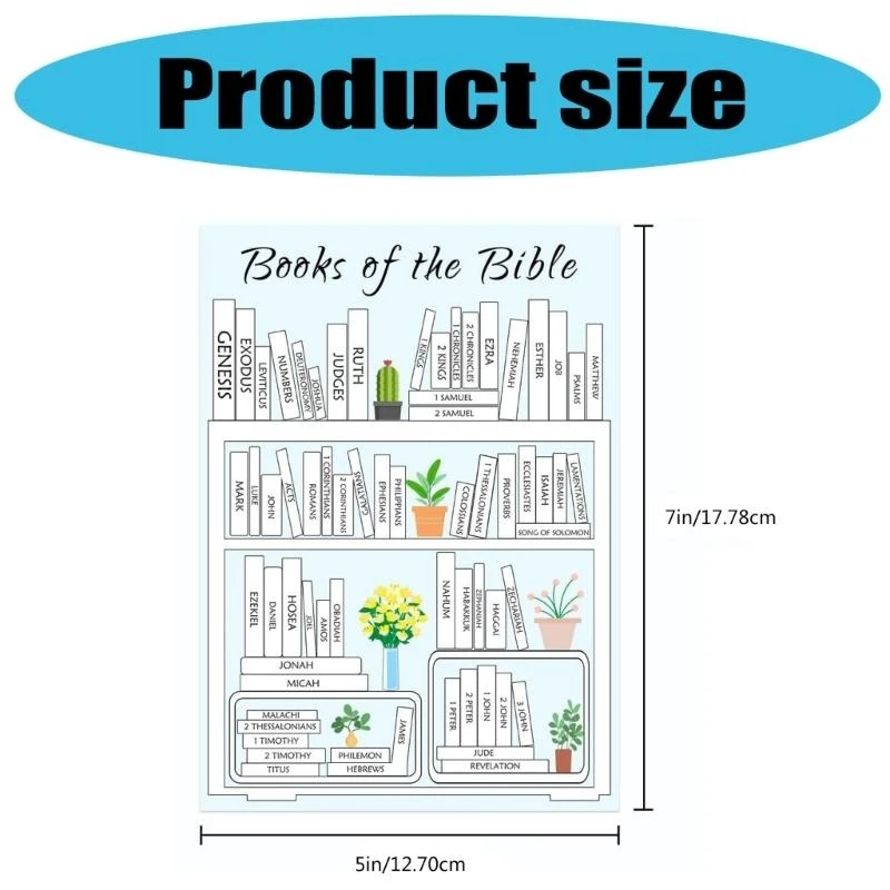 8 أوراق ملصق قراءة الكتاب المقدس 5 × 7 بوصة لمخطط دفتر دفتر دفتر الكتب على أرفف الكتاب المقدس تتبع القراءة ملصق التقدم