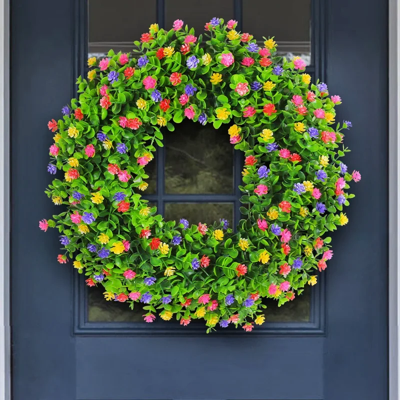 

Flower Wreath Spring Simulation Flower Festival Decoration Flower Wreath Garden Hanging Decoration Door Ring Door Hanging