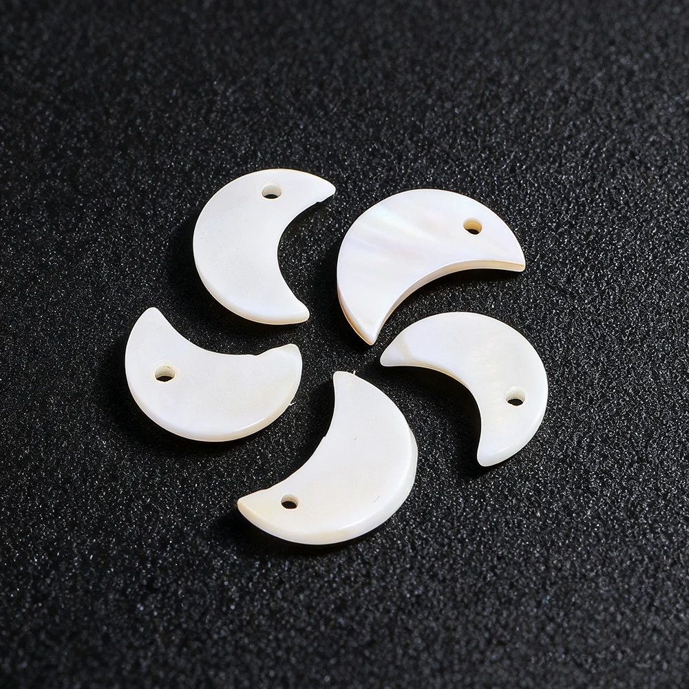 5pcs Exquisite Natural Shell Pendant Teardrop Moon Shape Single Hole Iridescent Ornament DIY Handmade Wind Chime Bead Accessory