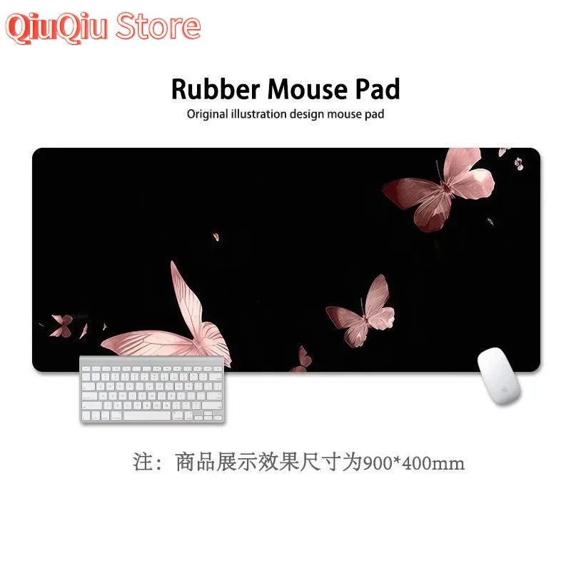 Gothic Butterfly Large Mouse Pad | 3mm Anti-Slip Black Aesthetics Desk Mat