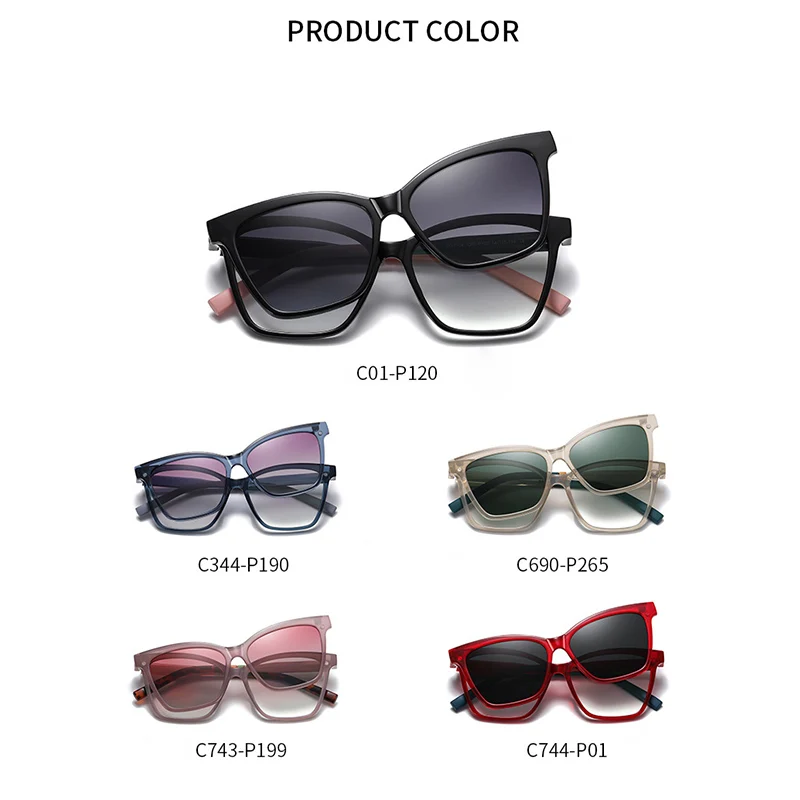 KANDREA Cateye Metal Glasses Frame Women Magnetic Myopia Dual-Purpose TR90 Ultra-Light Fashion Polarized Sunglasses CG7704