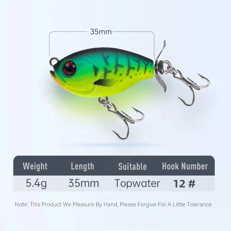 Kingdom Fishing Lure 35mm 5.4g Topwater Whopper Plopper Lure Floating Wobbler Artificial Hard Bait with Popper Pike Fishing