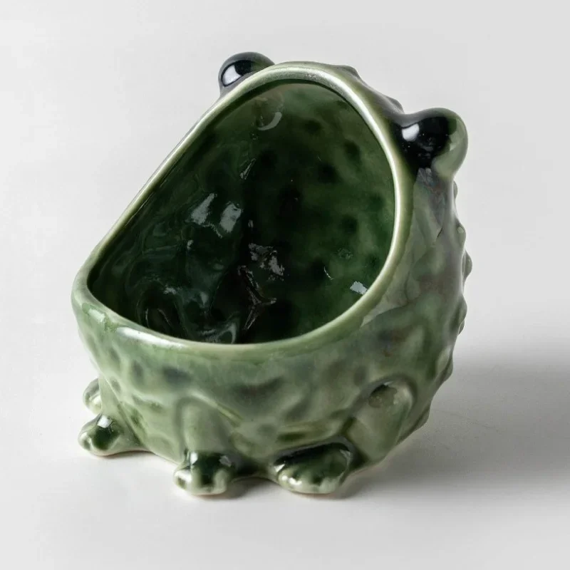 Ceramic Frog Cigar Ashtray Storage Bowl Creative Animal Ashtray Candy Sundries Container Entrance Home Desktop Decor Ornament