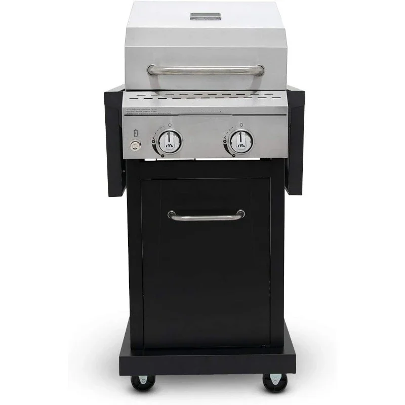 

for 2-Burner Propane Barbecue Gas Grill with Foldable Side Tables, Perfect for Camping, Outdoor Cooking, Patio