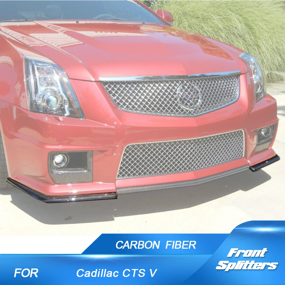 Car Front Splitter for Cadillac CTS-V Coupe 2009-2015 Carbon Fiber Car Front Bumper Lip Winglets Canards Protector Body Kits