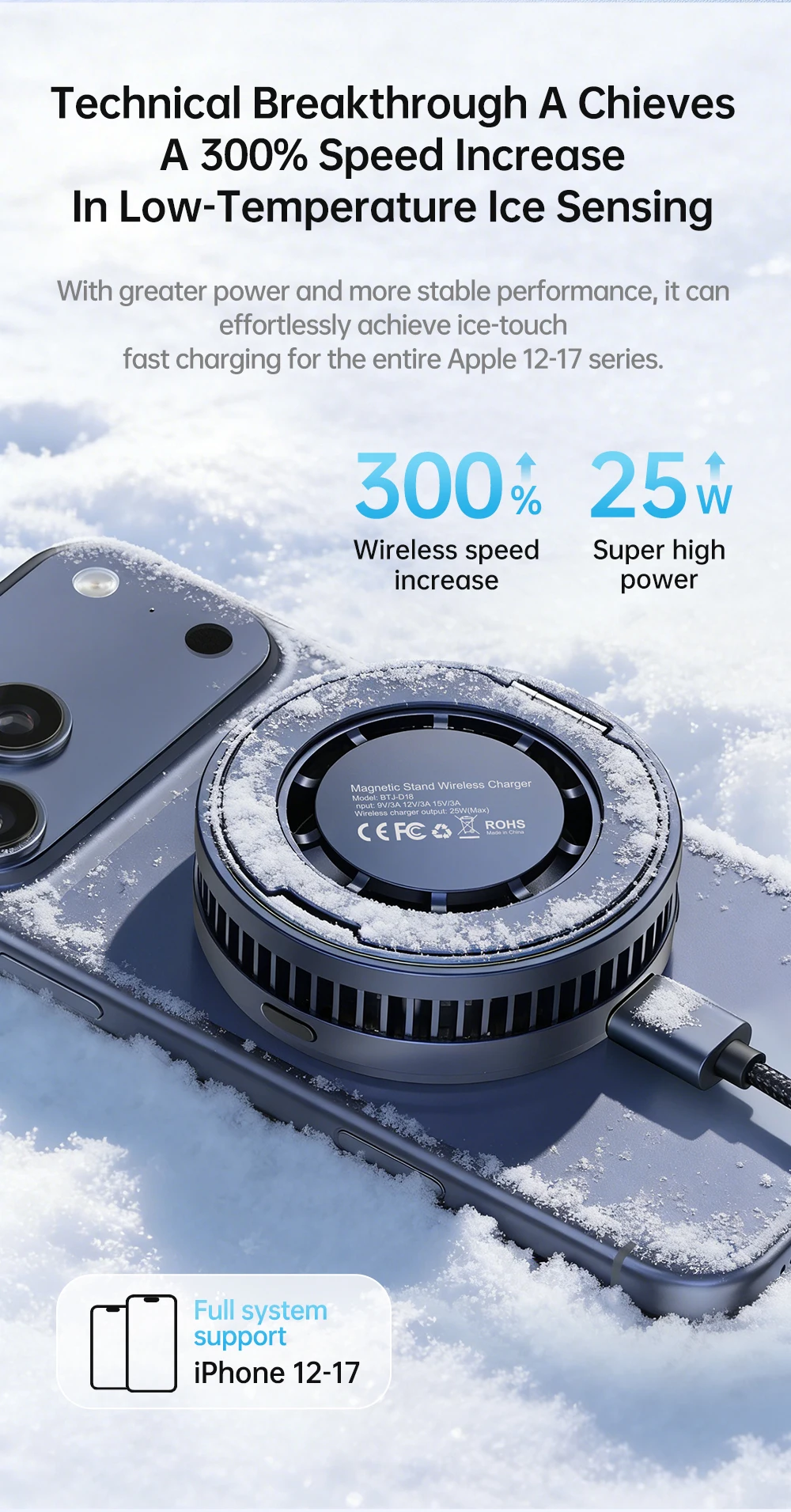 QI2 Magnetic Stand Refrigeration Wireless Charger 25W Fast Charging Ice Cooling MacSafe Car Phone Holder Bracket For Phone