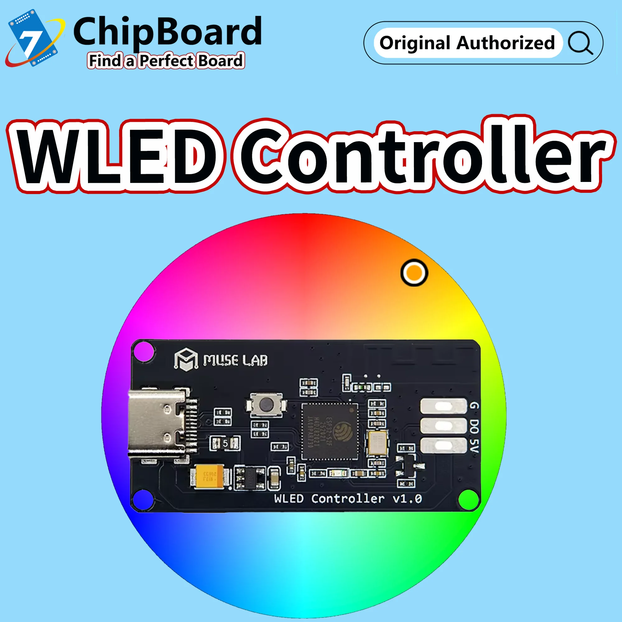 MuseLab Open-Source WLED-Controller WS2812B Lichtstreifen-Controller RGB Vollfarbig
