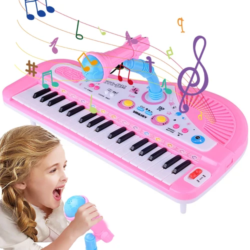 Imagen 2 del producto Teclado de órgano de Piano Electrónico para niños de 37 teclas con micrófono, juguetes educativos, instrumento Musical, regalos para niños y niñas