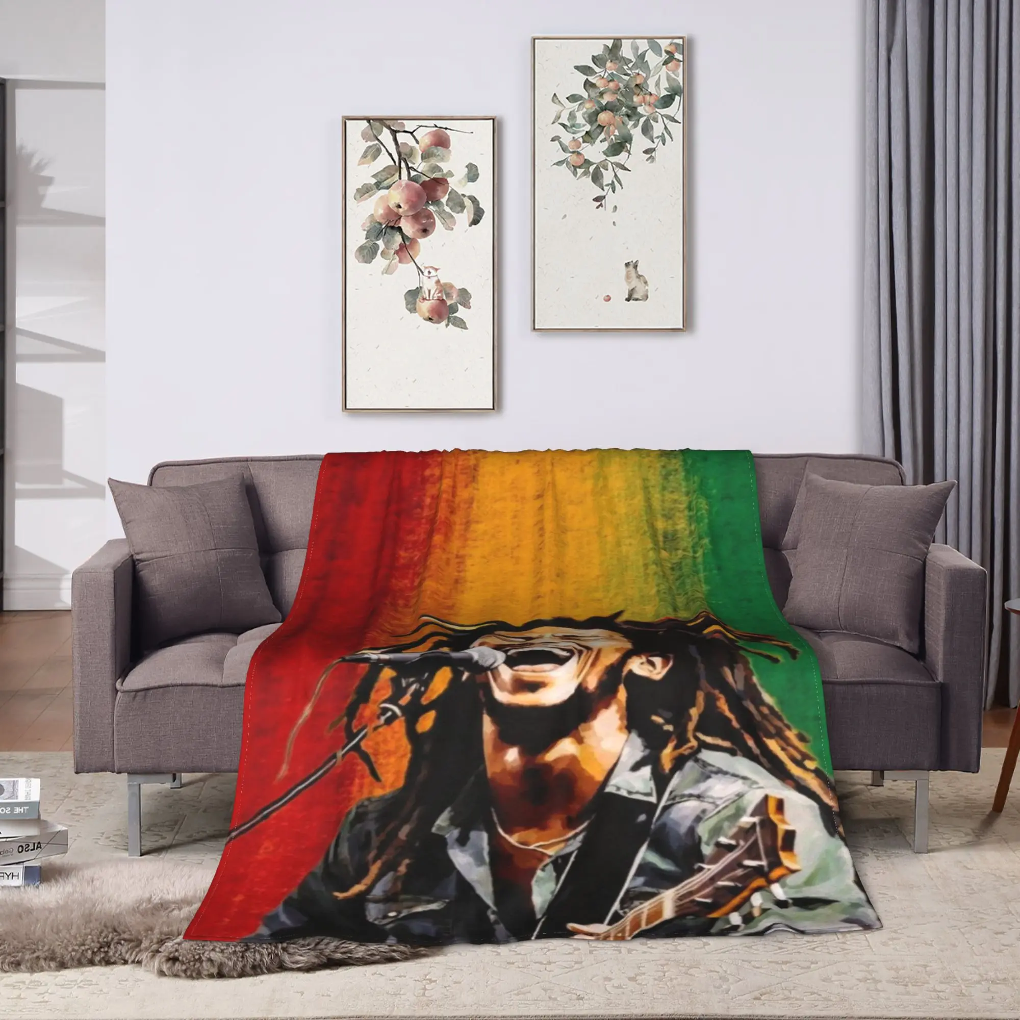 B-Bob M-Marley Singer Super Soft Blanket  Funny Picnic Throw Blanket Home Decor Flannel Bedspread Sofa Bed Cover