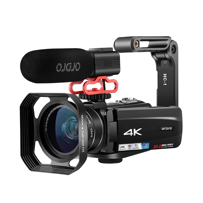 Ordro 4k Camcorder 10X Optical Zoom Digital Camera Live Streaming Video Camara with Microphone 2024 New Arrival Retro Red Black