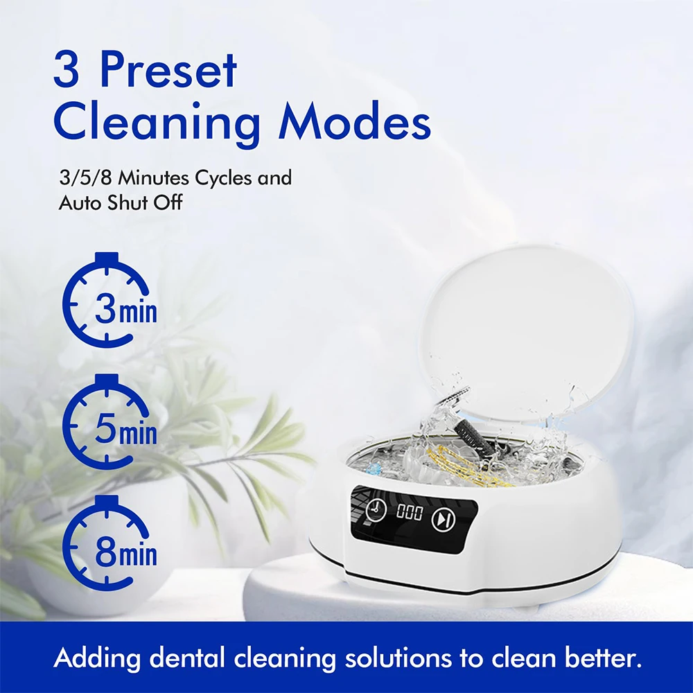 700ML Ultrasonic Cleaner Dental Ultrasonic Retainer Cleaner Machine Portable Jewelry Cleaner for Dentures Retainer Mouth Guard