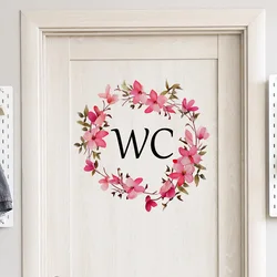 Flowers Men and Women WC Wall Sticker for Bathroom Decoration PVC Home Decals Waterproof Poster Door Stickers Toilet Sign