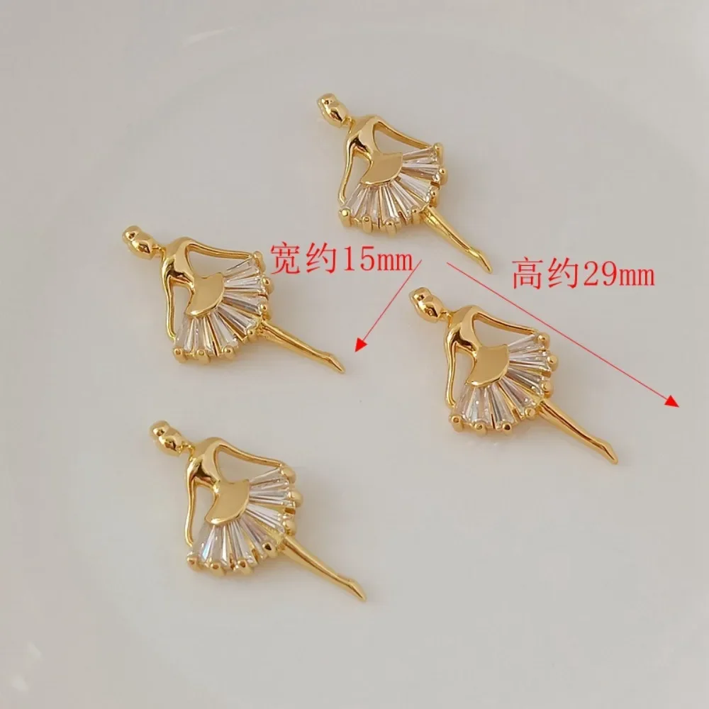 قلادة من النحاس عيار 14 قيراط مطلية بالذهب الحقيقي ومرصعة بقلادة على شكل حرف T من الزركون لفتاة الباليه، إكسسوار مجوهرات يمكنك صنعه بنفسك #2