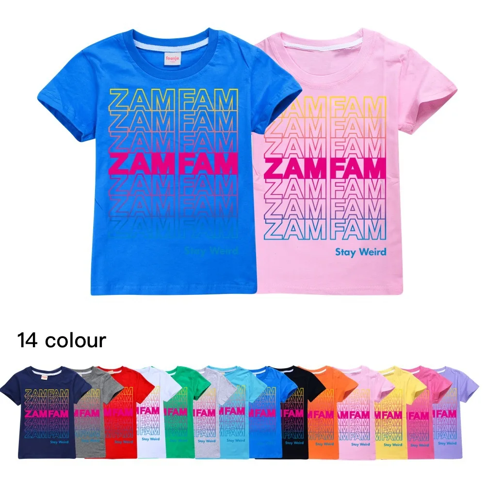 Camiseta de moda de verano para niños y niñas, 100% de algodón, ropa corta de dibujos animados, ZAMFAM, 629